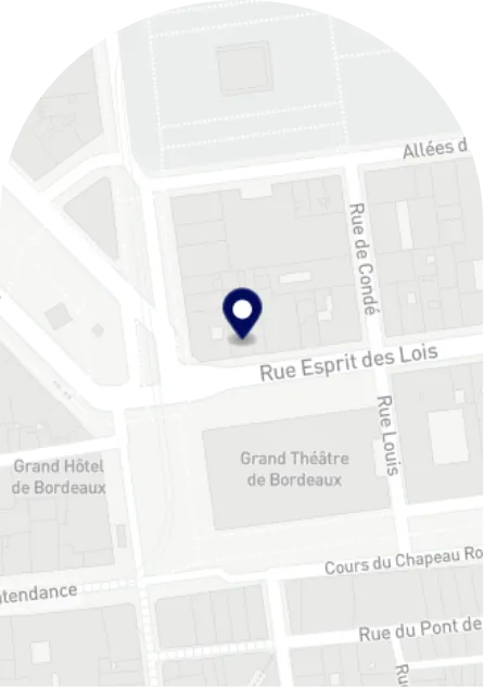 carte du centre de Bordeaux qui indique l'emplacement de l'institut de beauté Euphoria 37 rue d'esprit des Lois